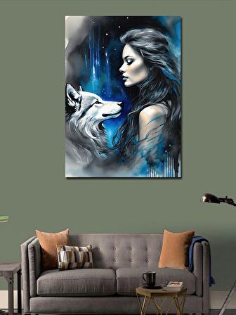 Kanvas Tablo Bozkurt Ve Kadın