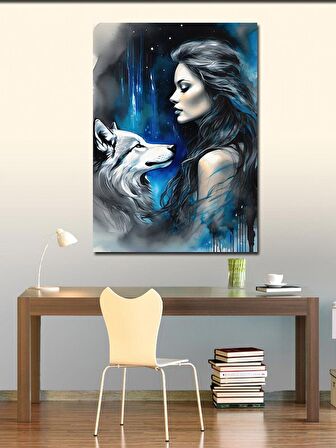 Kanvas Tablo Bozkurt Ve Kadın