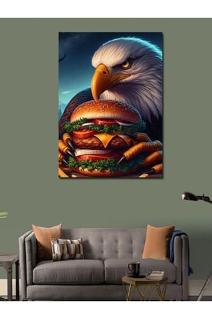 Kanvas Tablo Hamburger Yiyen Kartal