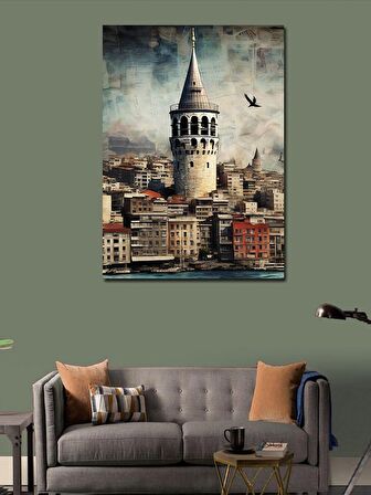 Kanvas Tablo Gazete Fon Galata Kulesi
