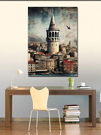 Kanvas Tablo Gazete Fon Galata Kulesi