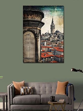 Kanvas Tablo Gazete Fon Galata Kulesi