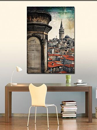 Kanvas Tablo Gazete Fon Galata Kulesi