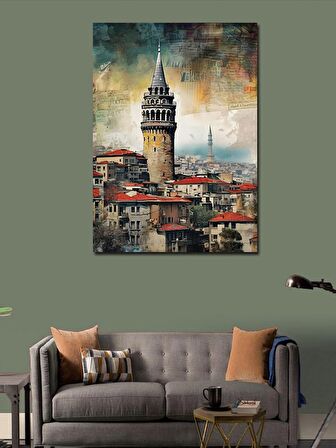 Kanvas Tablo Retro Galata Kulesi