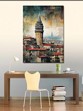 Kanvas Tablo Retro Galata Kulesi