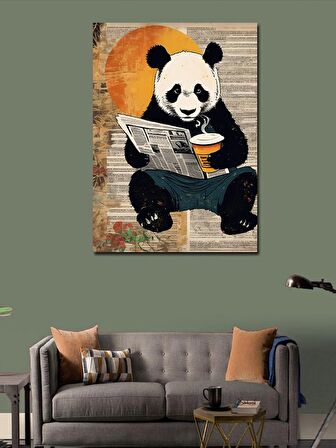 Kanvas Tablo Kahve İçeceğim Panda
