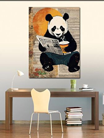 Kanvas Tablo Kahve İçeceğim Panda