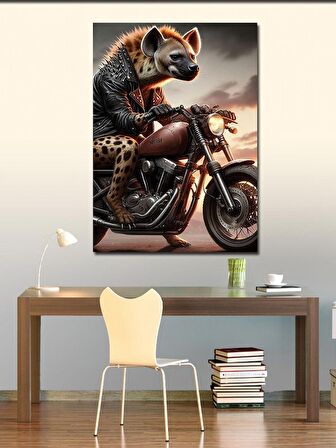Kanvas Tablo Motosiklet Kullanan Sırtlan