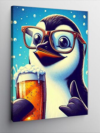Kanvas Tablo Sevimli Penguen Ve Bira