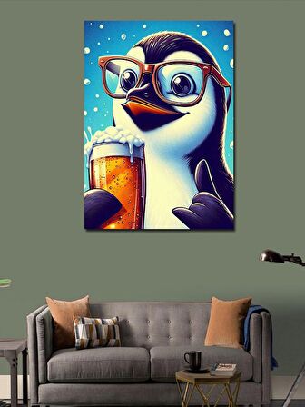Kanvas Tablo Sevimli Penguen Ve Bira
