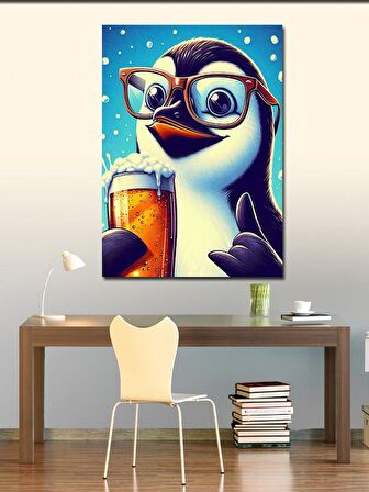 Kanvas Tablo Sevimli Penguen Ve Bira