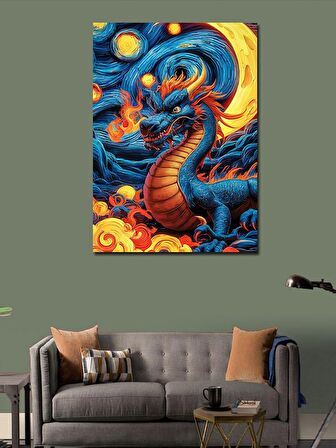 Kanvas Tablo Van Gogh Tarzı Ejderha