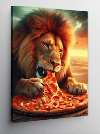 Kanvas Tablo Pizza Yiyen Aslan