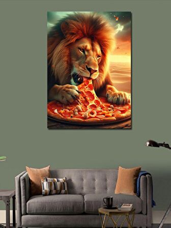 Kanvas Tablo Pizza Yiyen Aslan