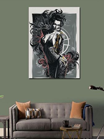 Kanvas Tablo Dövmeli Kadın