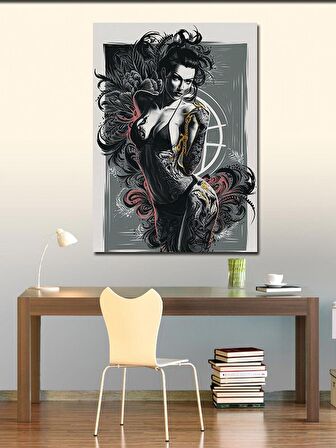 Kanvas Tablo Dövmeli Kadın