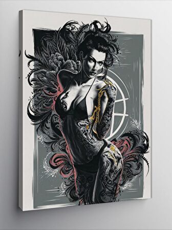 Kanvas Tablo Dövmeli Kadın