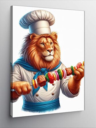 Kanvas Tablo Kebap Yapan Şef Aslan