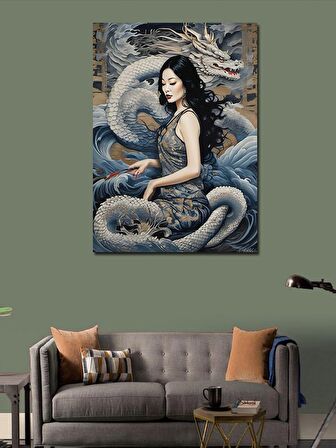 Kanvas Tablo Japon Kadın Ve Ejderha