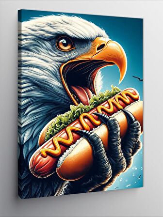 Kanvas Tablo Hotdog Yiyen Kartal
