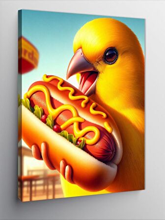 Kanvas Tablo Hotdog Yeğen Kanarya