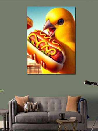 Kanvas Tablo Hotdog Yeğen Kanarya