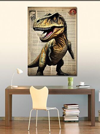 Kanvas Tablo Dinozor Gazete Fon