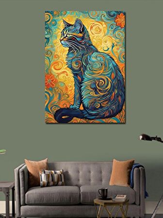 Kanvas Tablo Van Gogh Tarzı Kedi