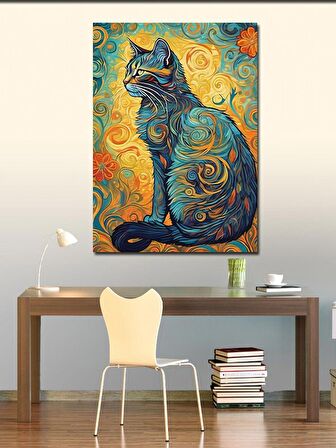Kanvas Tablo Van Gogh Tarzı Kedi