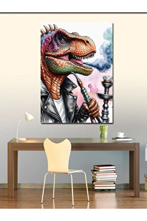 Kanvas Tablo Nargile İçen Dinozor