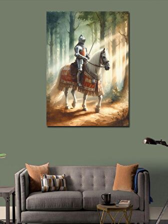 Kanvas Tablo Beyaz Atlı Şövalye Home