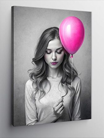 Kanvas Tablo Pembe Balonlu Kız