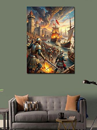 Kanvas Tablo Tarihi Savaş Temalı