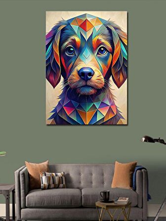 Kanvas Tablo Renkli Yavru Köpek