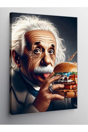 Kanvas Tablo Albert Einstein Hamburger Pop Art