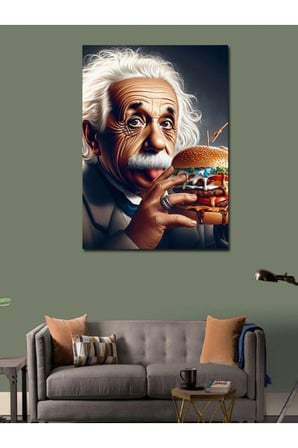 Kanvas Tablo Albert Einstein Hamburger Pop Art