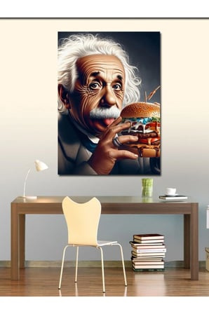 Kanvas Tablo Albert Einstein Hamburger Pop Art