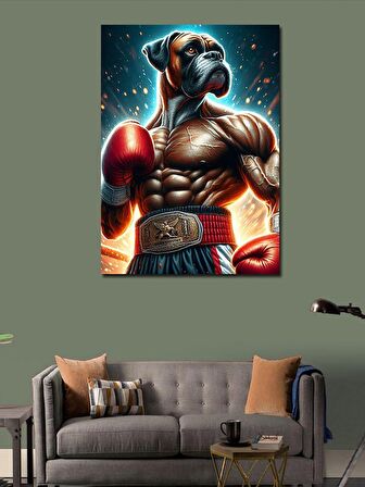 Kanvas Tablo Kaslı Boksör Köpek