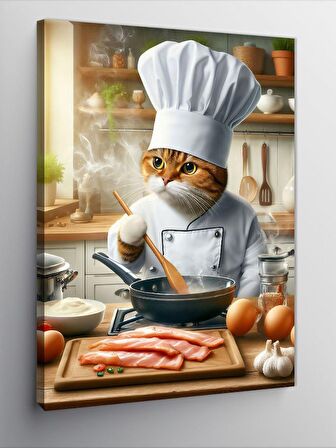 Kanvas Tablo Et Pişiren Kedi