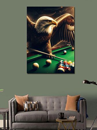 Kanvas Tablo Bilardo Oynayan Kartal