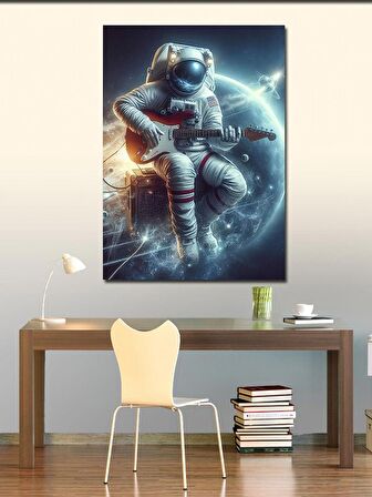 Kanvas Tablo Elektro Gitar Çalan Astronot