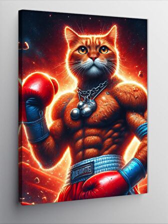 Kanvas Tablo Kaslı Boksör Kedi
