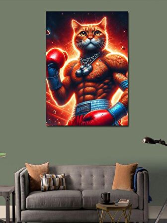 Kanvas Tablo Kaslı Boksör Kedi