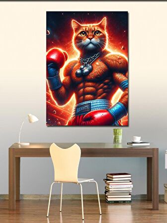 Kanvas Tablo Kaslı Boksör Kedi