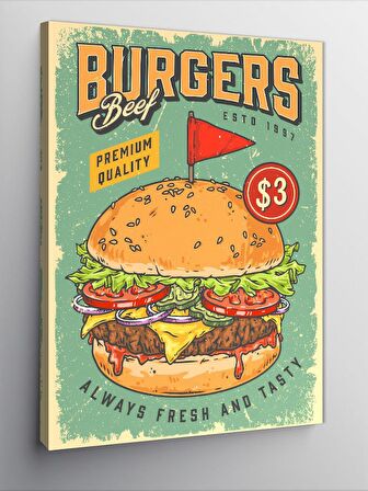 Kanvas Tablo Hamburger Temalı