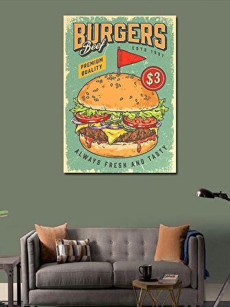 Kanvas Tablo Hamburger Temalı