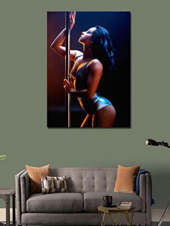 Kanvas Tablo Jartiyerli Striptizci Kadın