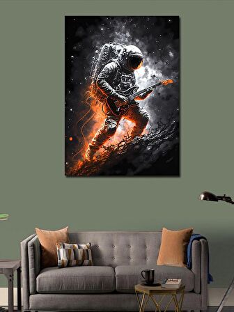 Kanvas Tablo Uzayda Gitar Çalan Astronot