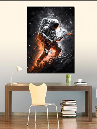 Kanvas Tablo Uzayda Gitar Çalan Astronot