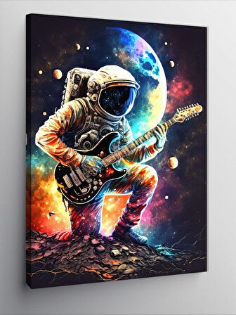 Kanvas Tablo Uzayda Gitar Çalan Astronot